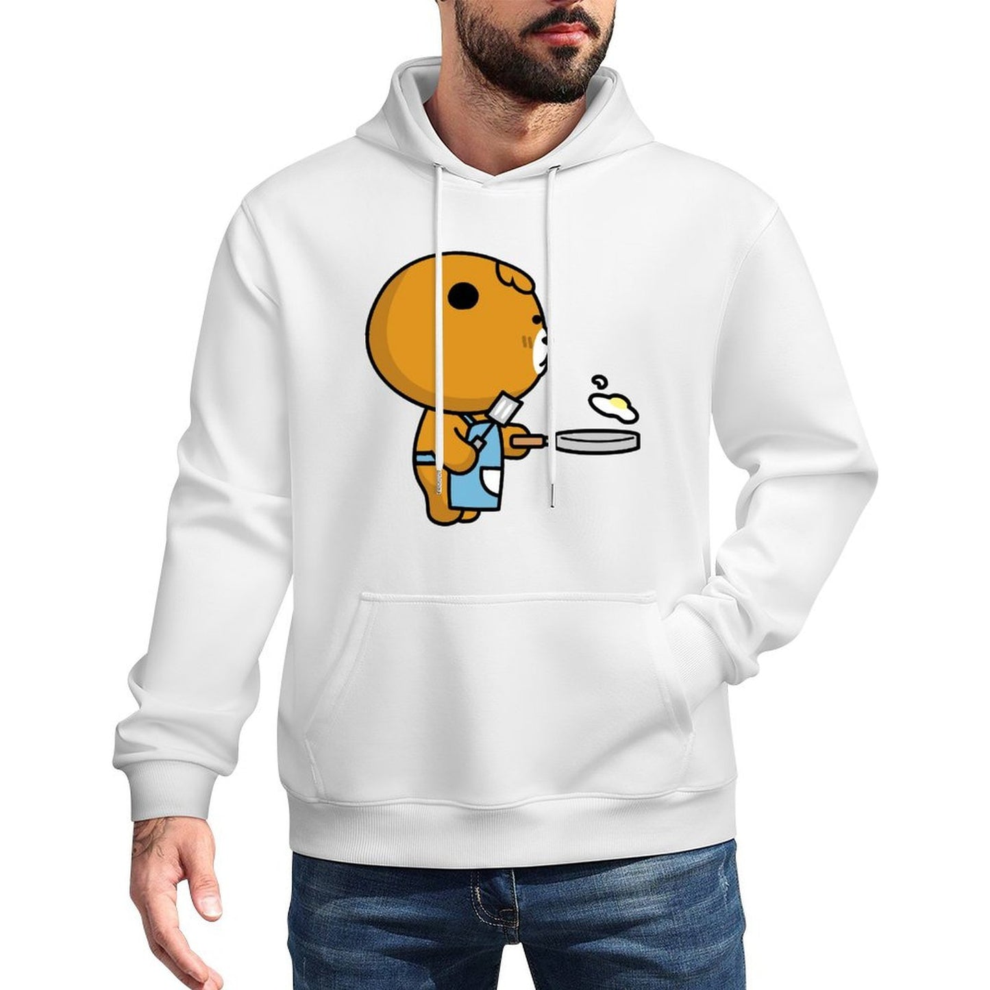 Batch-Printed Crewneck Front Graphic Hoodies