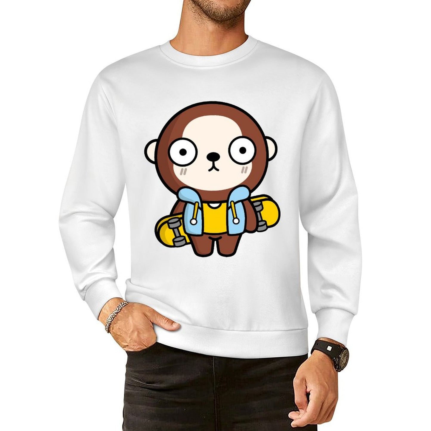 Front Patterned Long Sleeve TopBold Fade-Proof