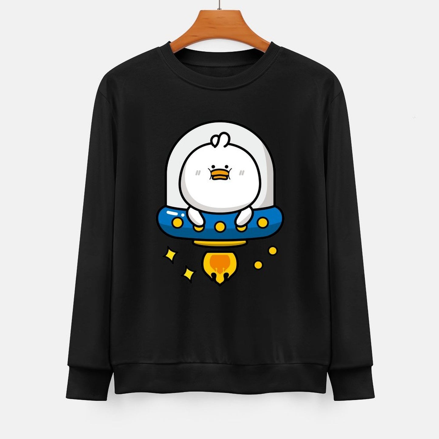 Front Patterned Long Sleeve TopCrew Neck Essential