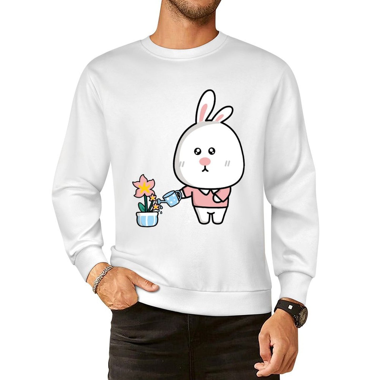 Front Patterned Long Sleeve TopSimple Oversized