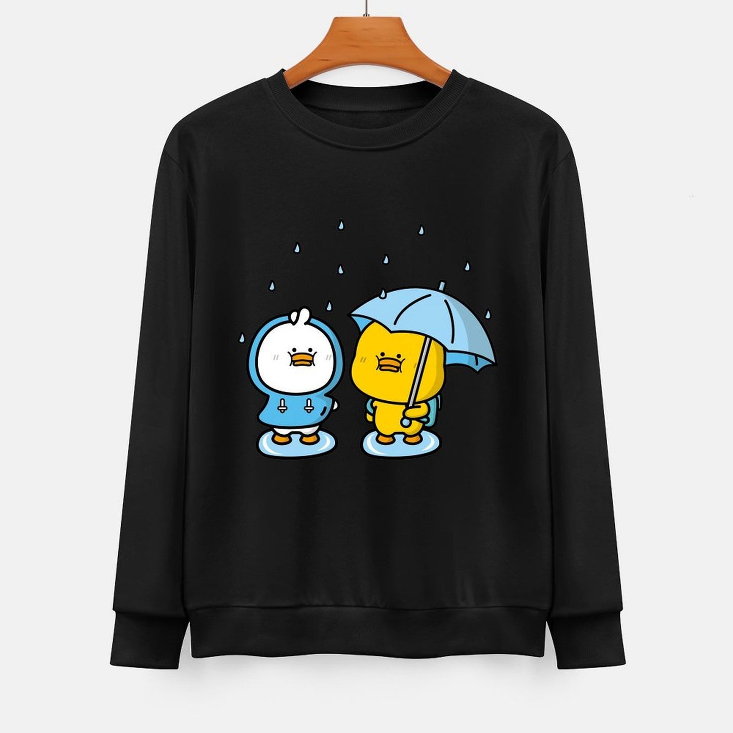 Front Patterned Long Sleeve TopCrewneck Colorfast