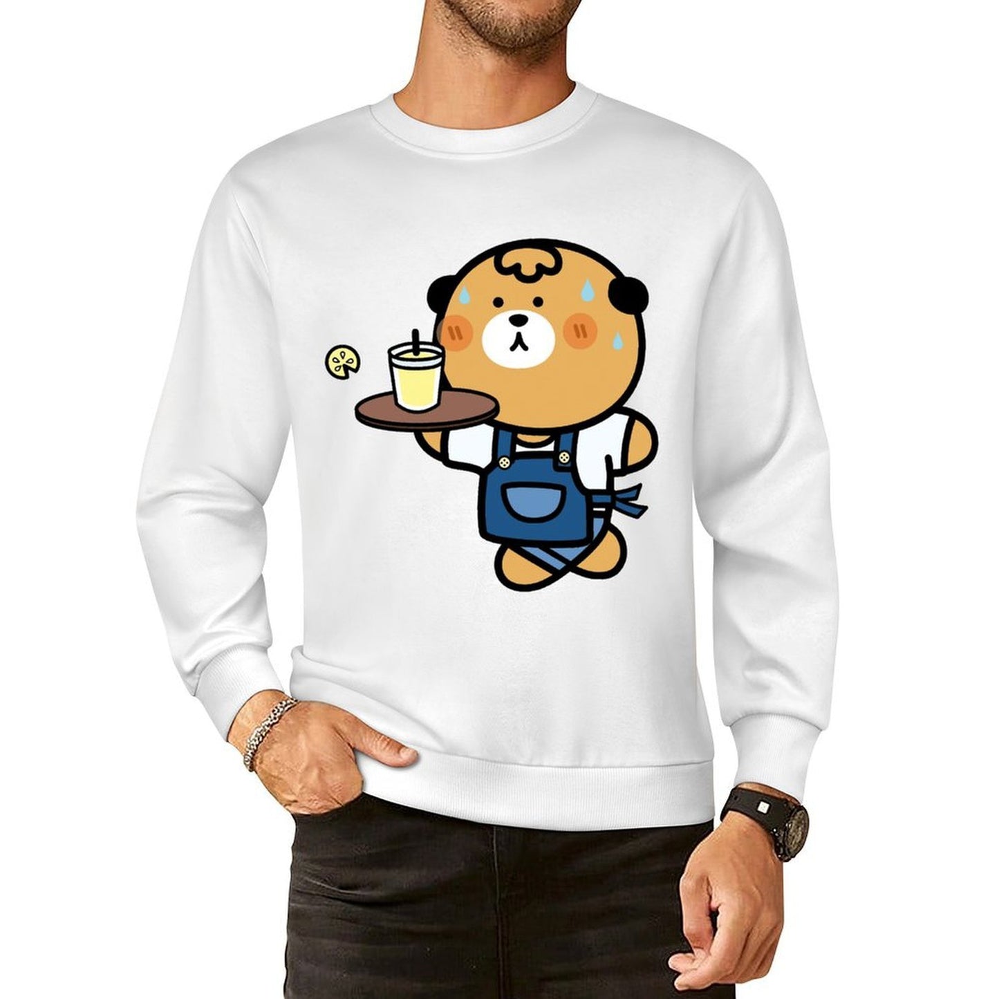 Front Patterned Long Sleeve TopNatural Batch-Printed