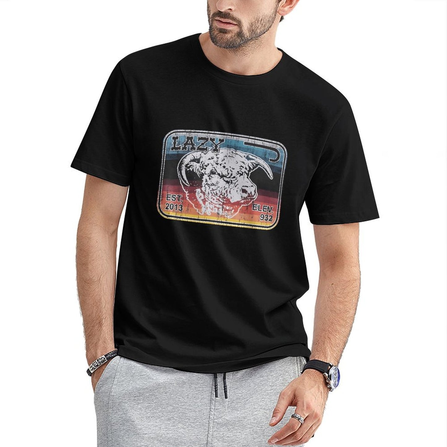 Inkmay Casual Cotton T-shirt Abstract Artistic Profile With Geometric Elements Unisex T-shirtSoftWear Shrink-Resistant T-Shirt