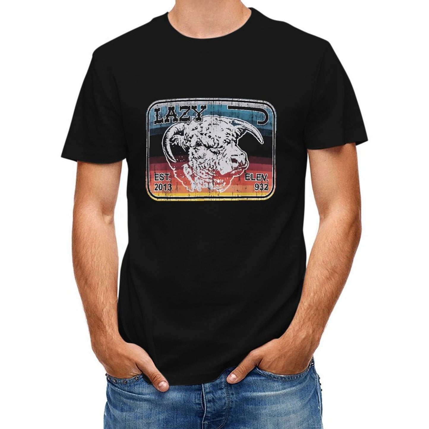 Inkmay Casual Cotton T-shirt Abstract Artistic Profile With Geometric Elements Unisex T-shirtSoftWear Shrink-Resistant T-Shirt