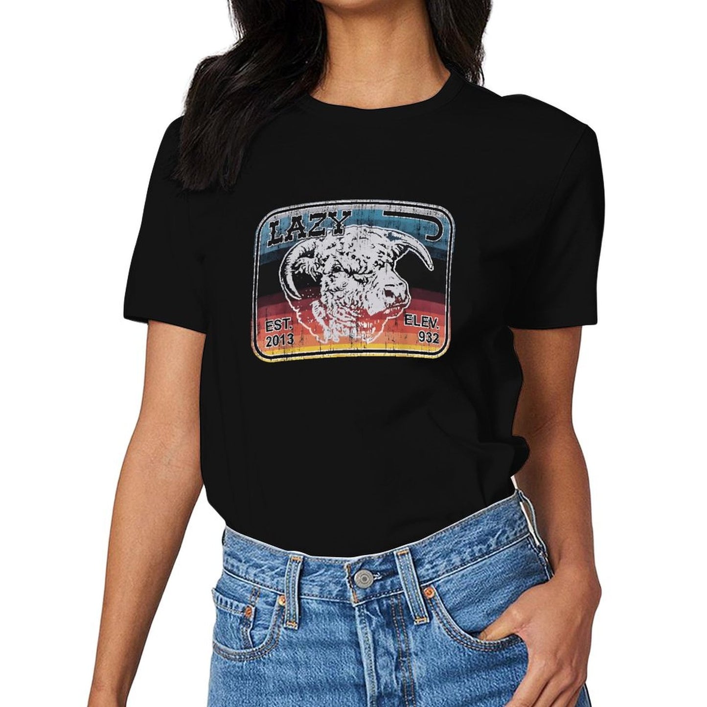 Inkmay Casual Cotton T-shirt Abstract Artistic Profile With Geometric Elements Unisex T-shirtSoftWear Shrink-Resistant T-Shirt