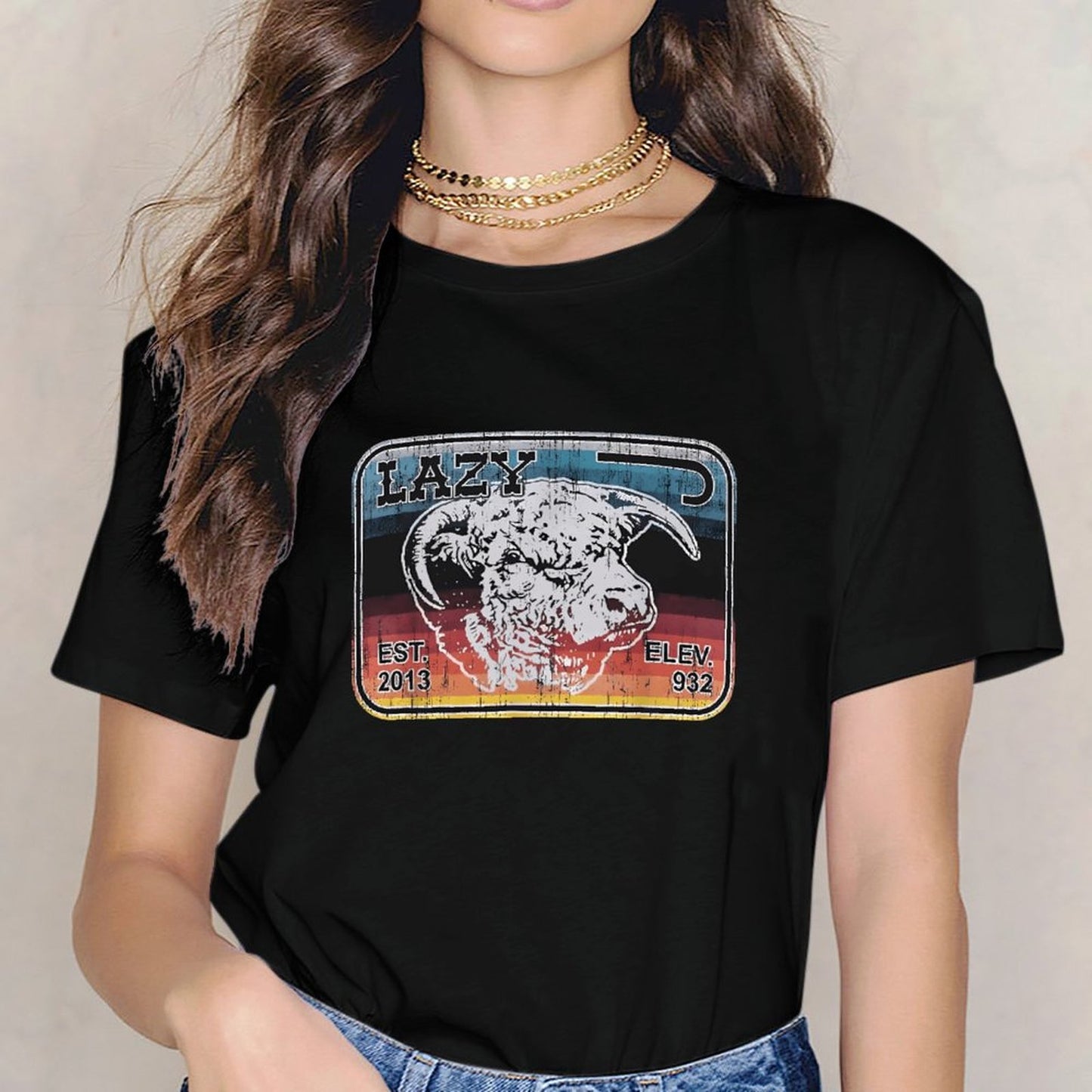 Inkmay Casual Cotton T-shirt Abstract Artistic Profile With Geometric Elements Unisex T-shirtSoftWear Shrink-Resistant T-Shirt
