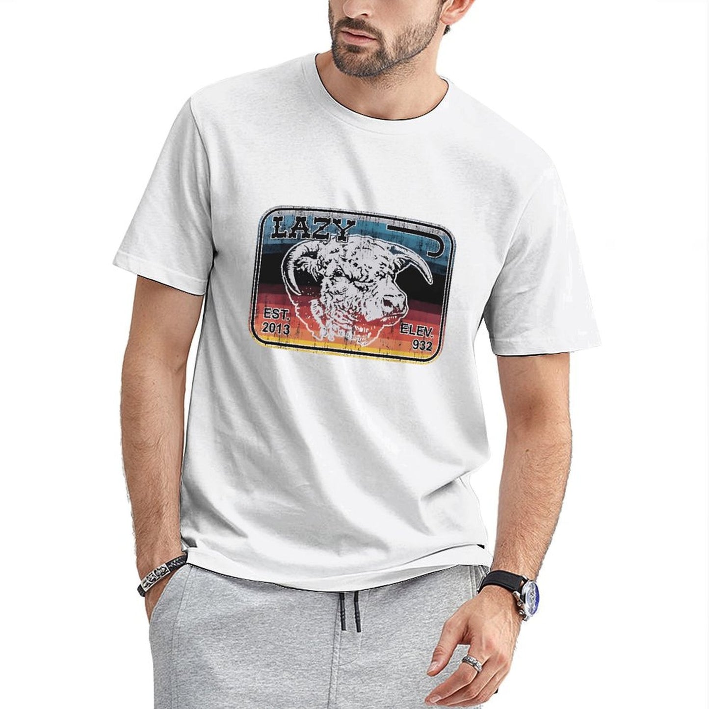 Inkmay Casual Cotton T-shirt Abstract Artistic Profile With Geometric Elements Unisex T-shirtSoftWear Shrink-Resistant T-Shirt