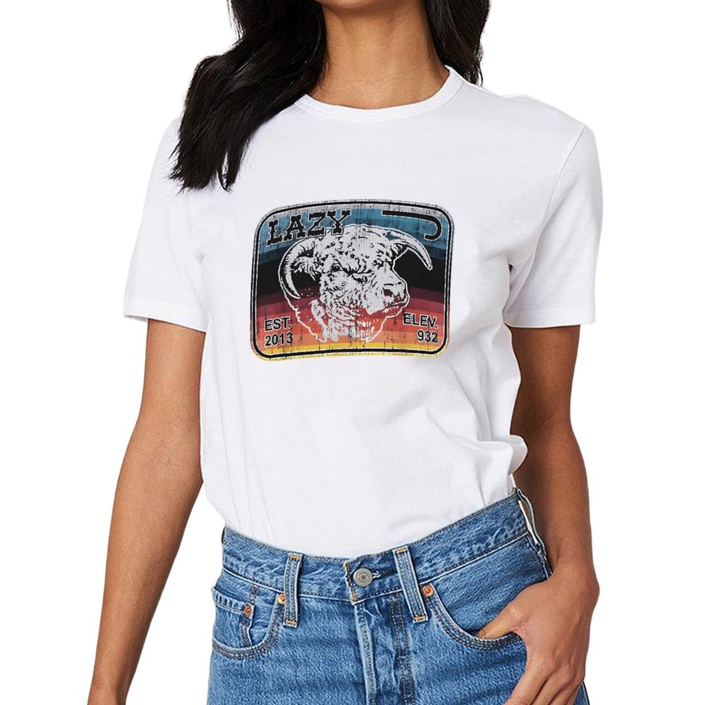 Inkmay Casual Cotton T-shirt Abstract Artistic Profile With Geometric Elements Unisex T-shirtSoftWear Shrink-Resistant T-Shirt