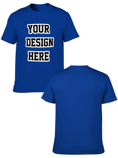 Custom adult heat transfer short-sleeved T-shirts  Blue