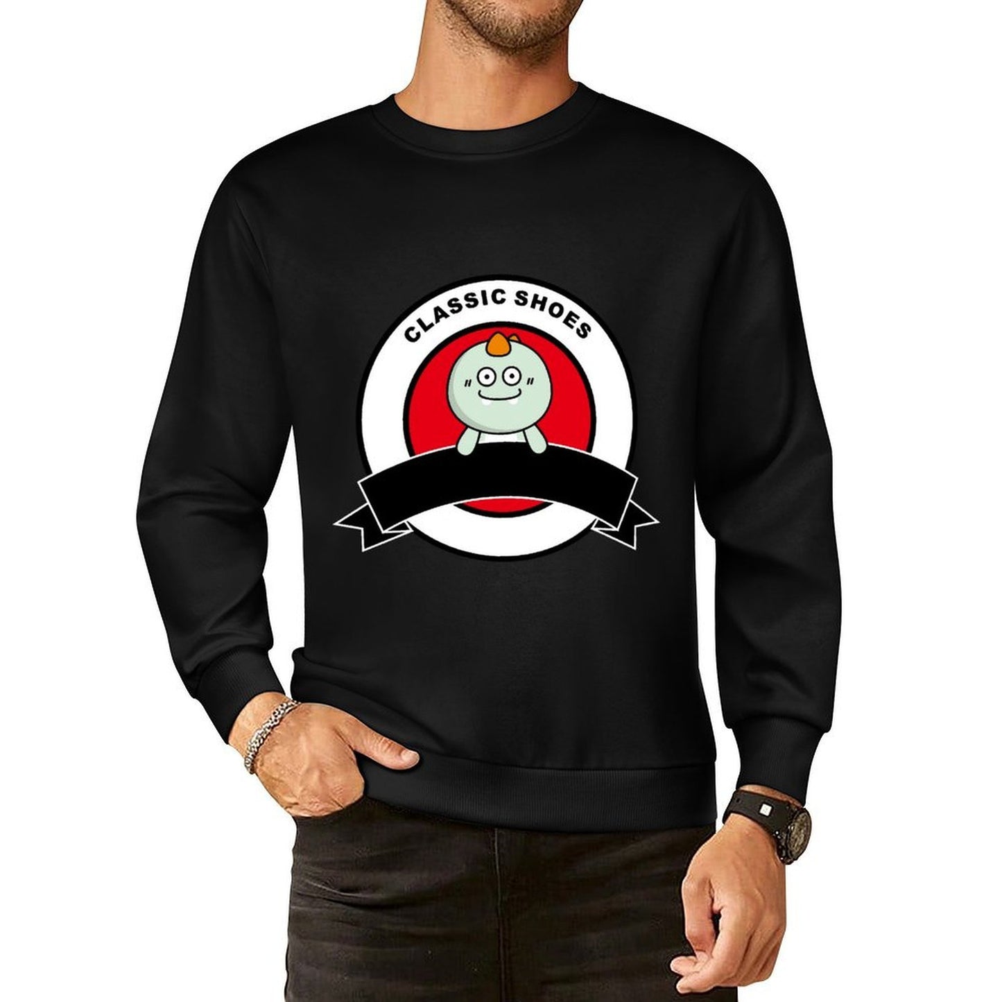 Front Patterned Long Sleeve TopBasic ClassicStyle