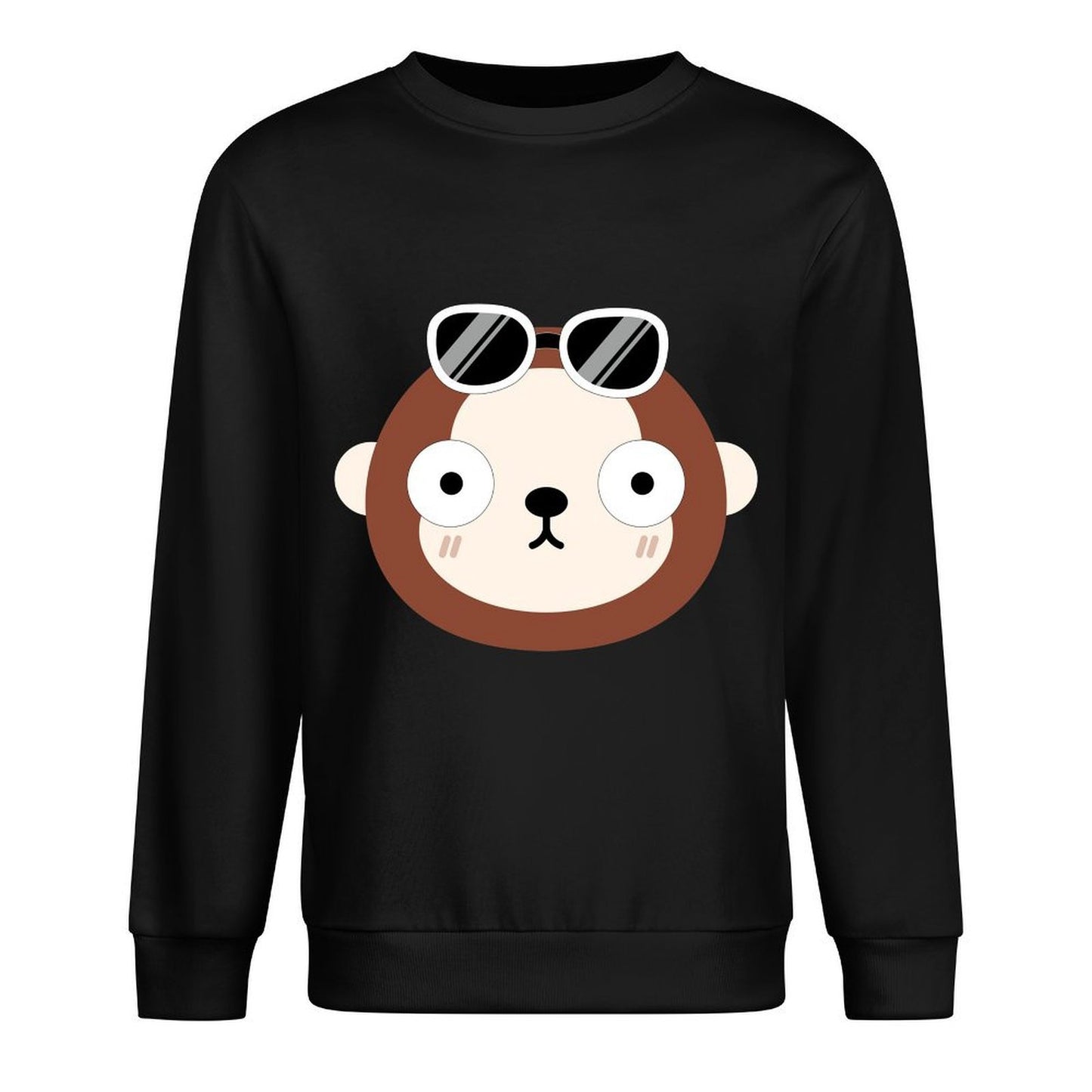 Front Patterned Long Sleeve TopCrew Neck CleanCut