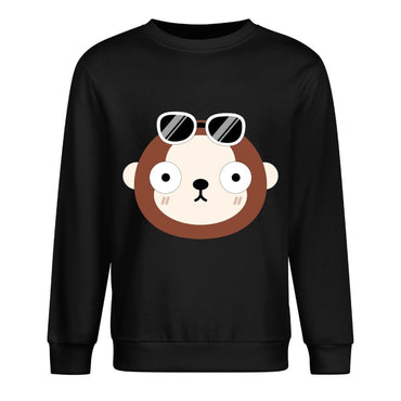 Front Patterned Long Sleeve TopCrew Neck CleanCut