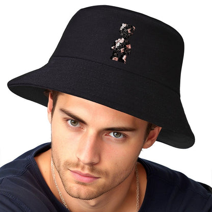 Trendy Black Bucket Hat with Bold Front Graphic
