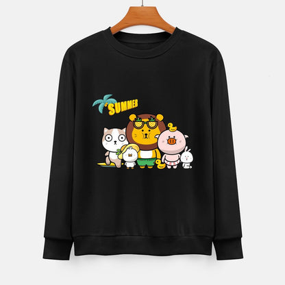  Front Patterned Long Sleeve TopMinimal Crewneck