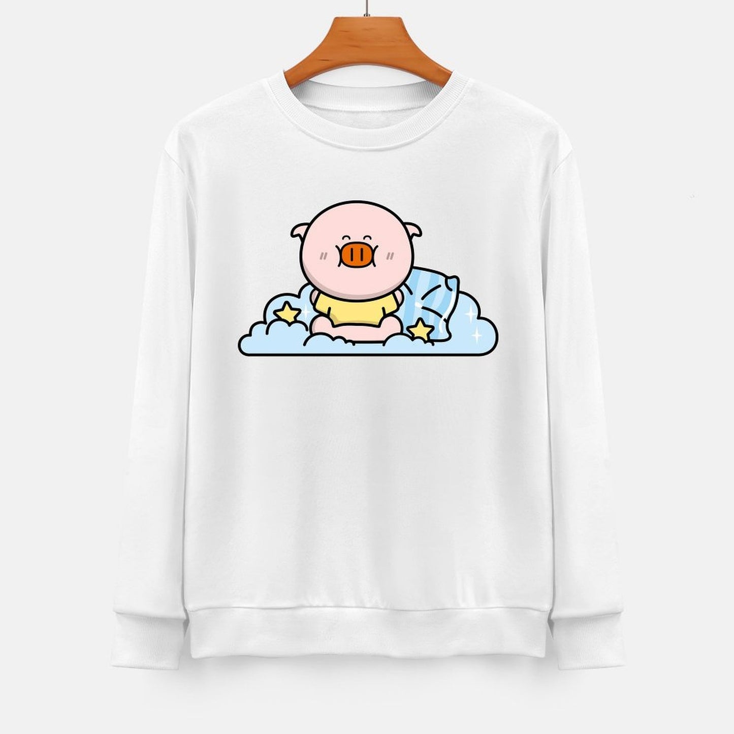 Front Patterned Long Sleeve TopShrink-Resistant Oversized