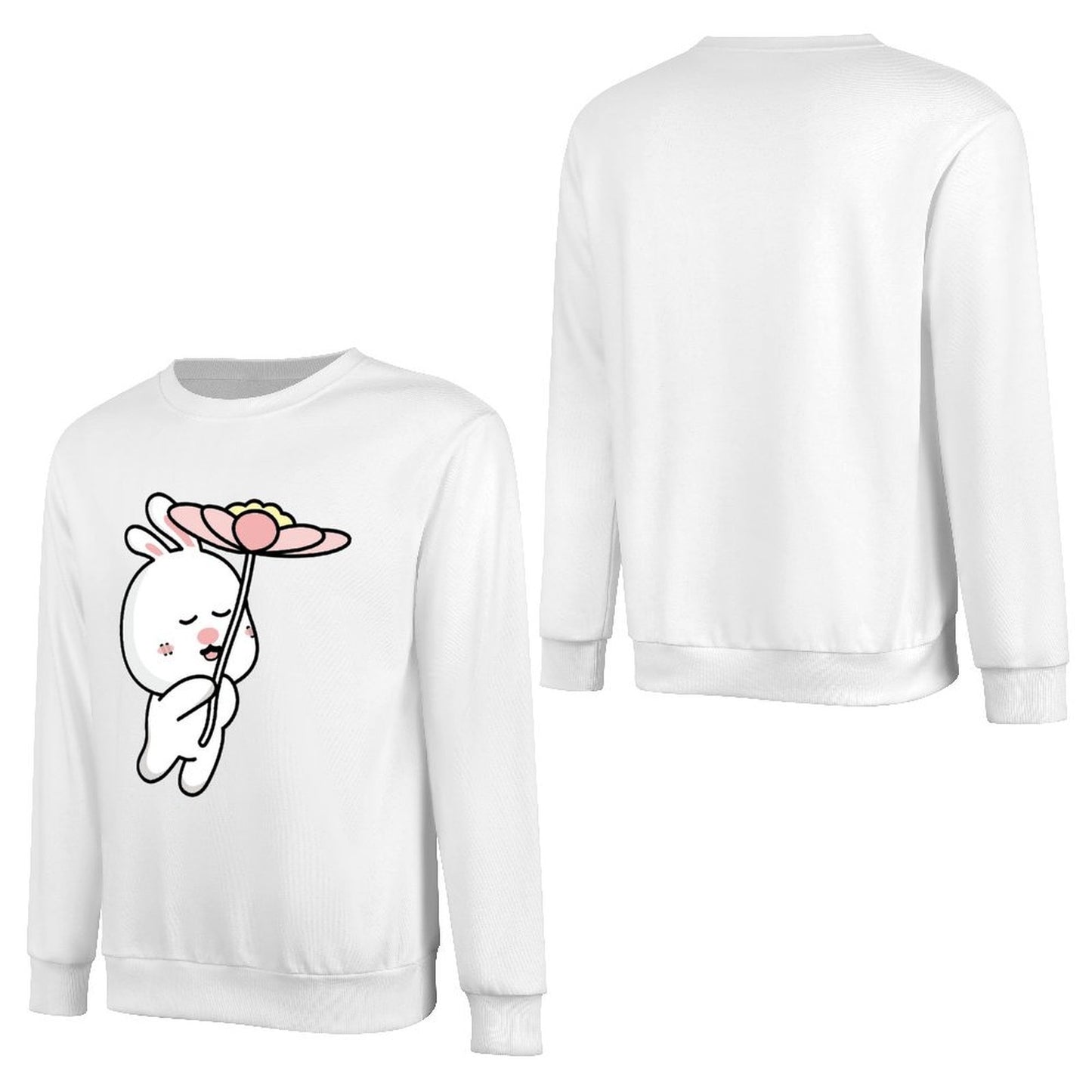 Front Patterned Long Sleeve TopRelaxFit Crewneck