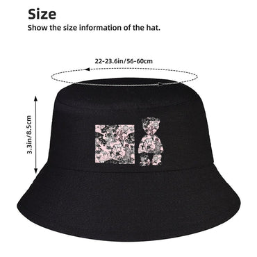 Graphic Black Bucket Hat with Urban Style Print