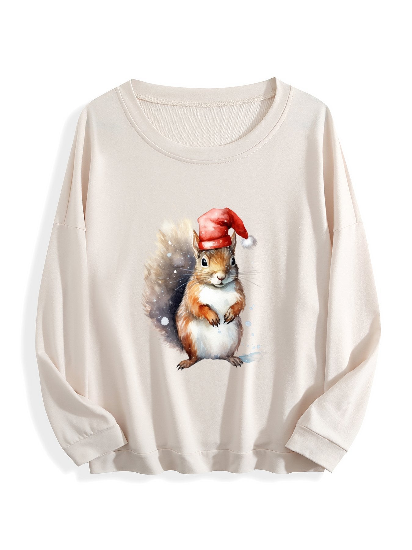 Customizable Christmas-themed long-sleeved shirt adorned with squirrels
