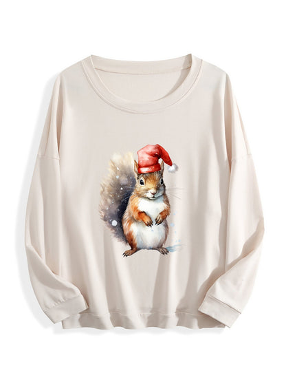 Customizable Christmas-themed long-sleeved shirt adorned with squirrels