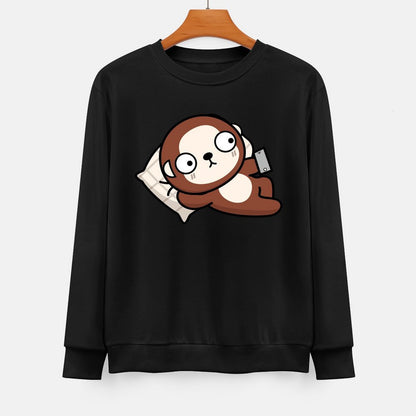 Front Patterned Long Sleeve TopNatural Shrink-Resistant