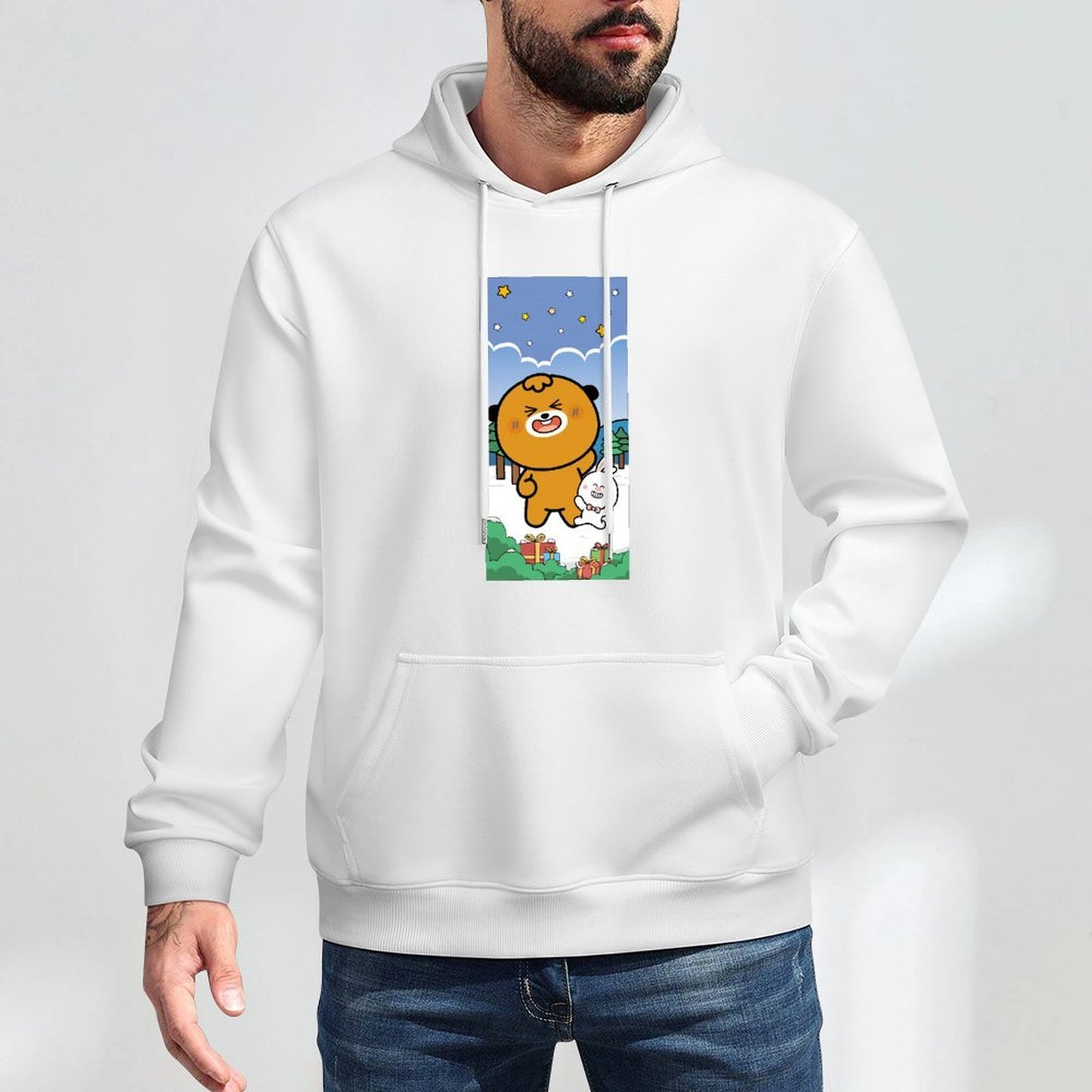 Soft Neutral Front Graphic Hoodies