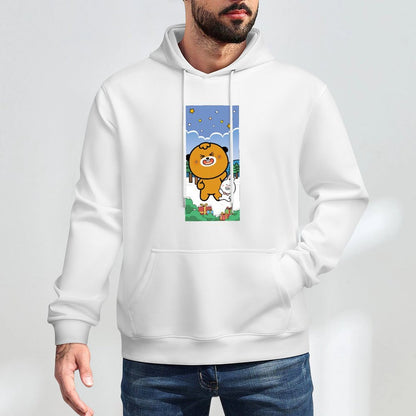 Soft Neutral Front Graphic Hoodies