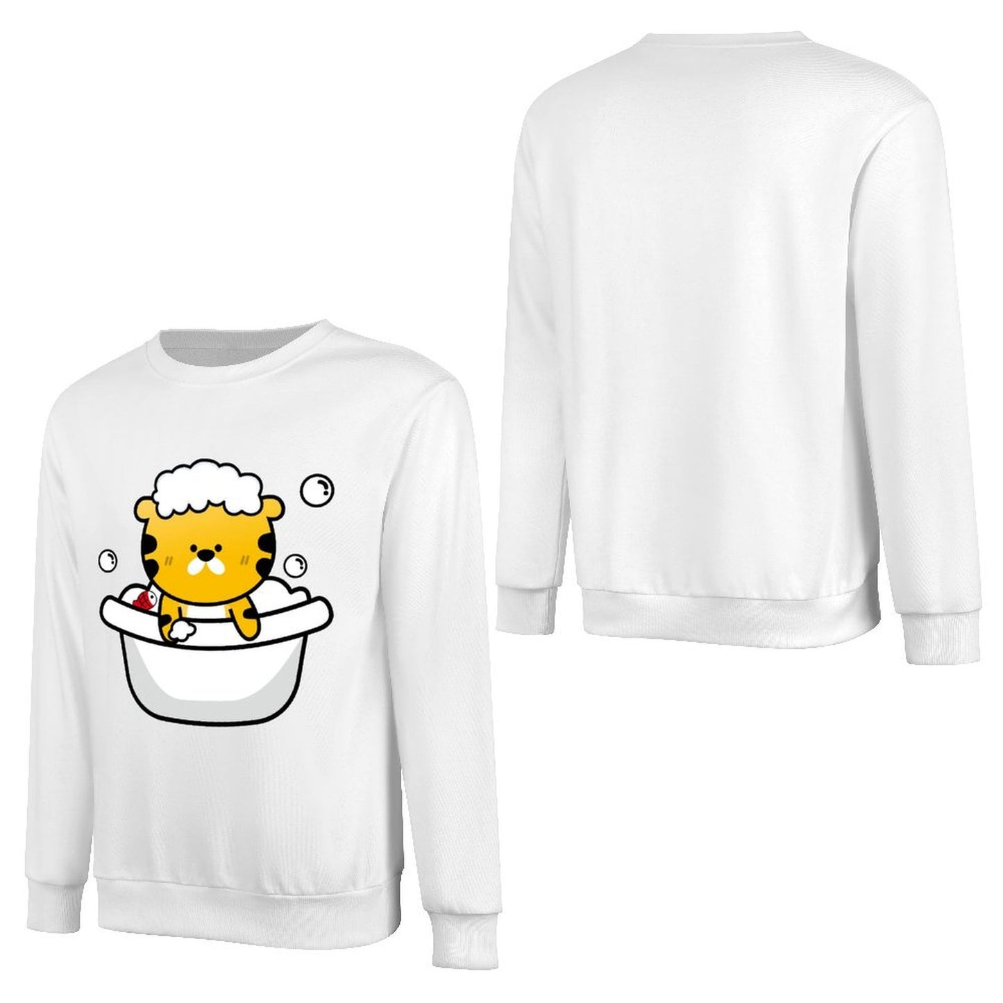 Front Patterned Long Sleeve TopStreet Crewneck