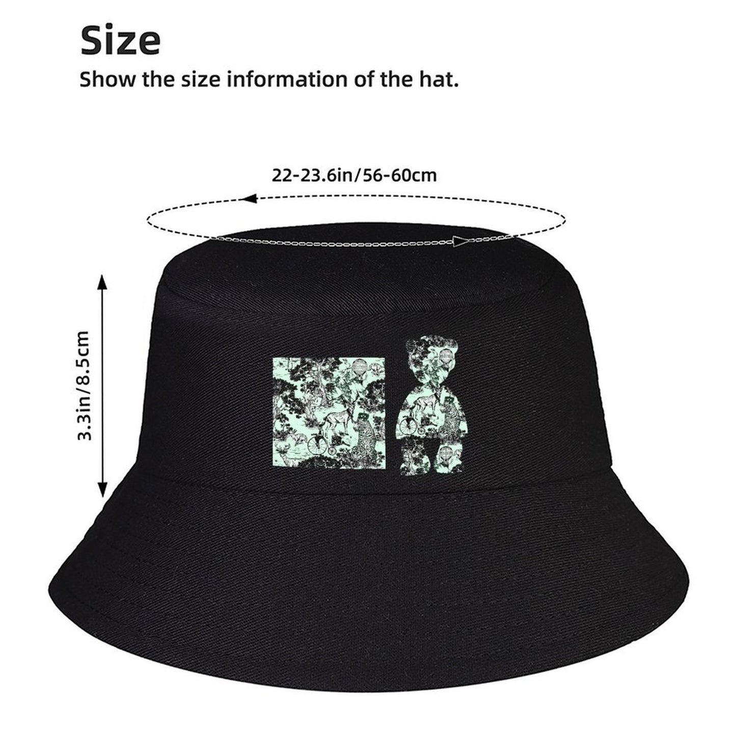 Everyday Black Bucket Hat with Subtle Text Design