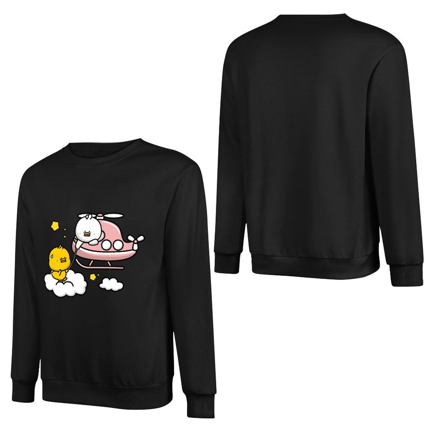 Front Patterned Long Sleeve Top Plain Cotton