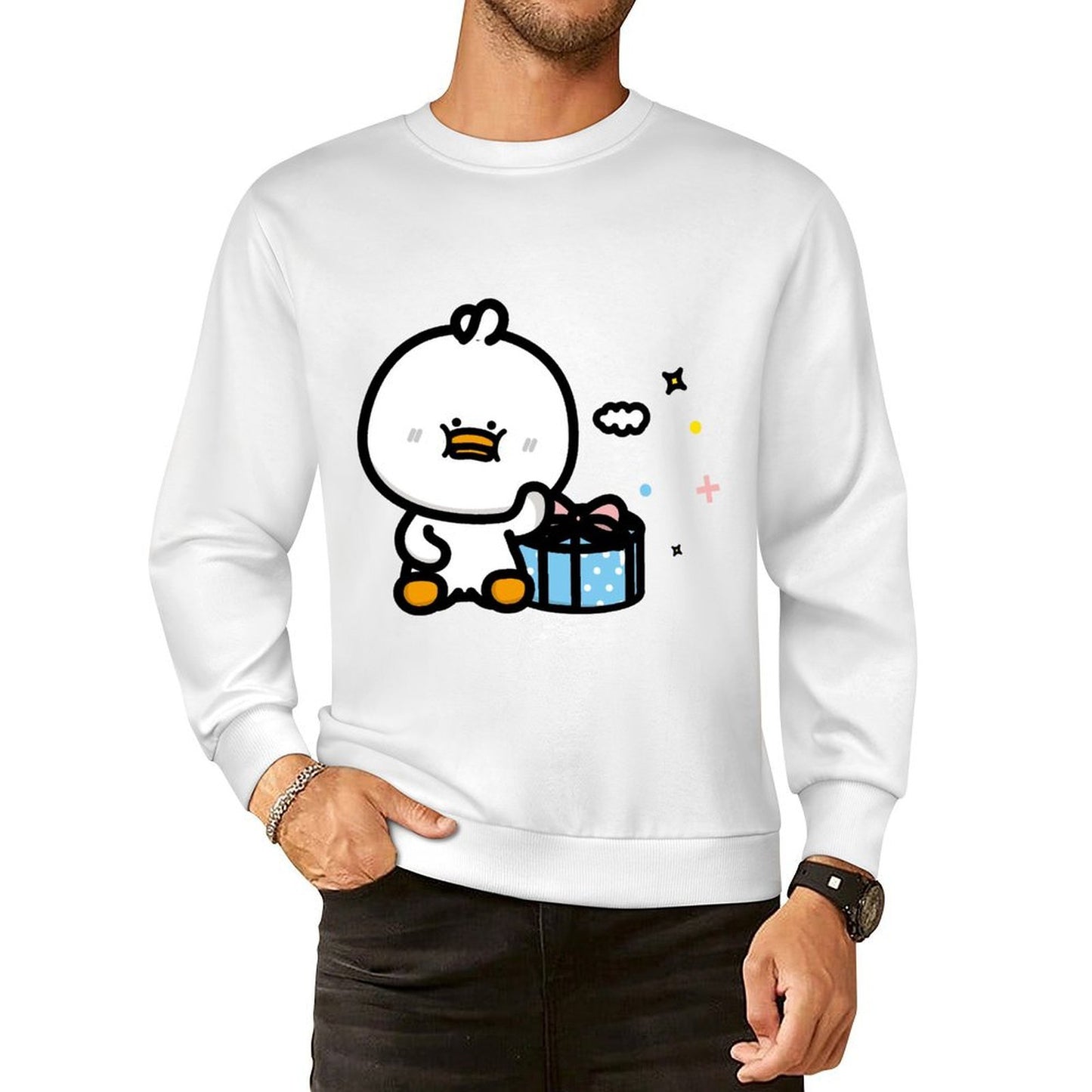 Front Patterned Long Sleeve TopComfortFit Natural