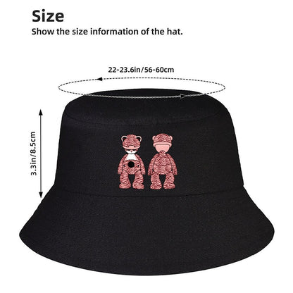 Black Bucket Hat with Contrast Text Graphic