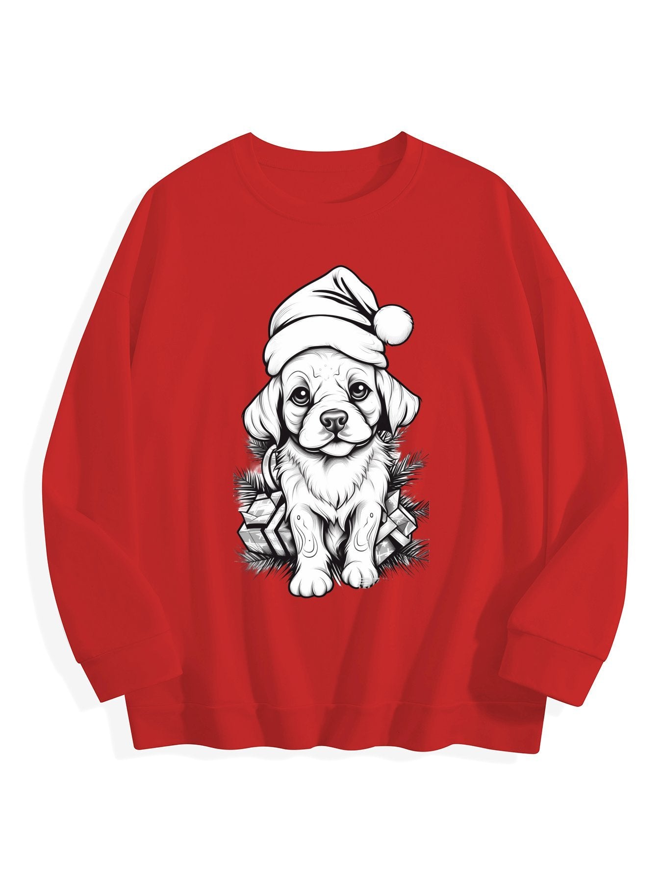 Customizable Christmas-themed long-sleeved shirt with a minimalist puppy design