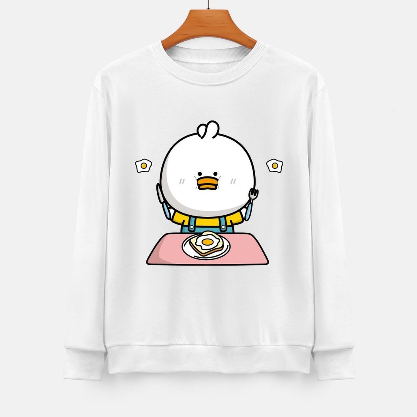 Front Patterned Long Sleeve TopSolid Double-Stitched