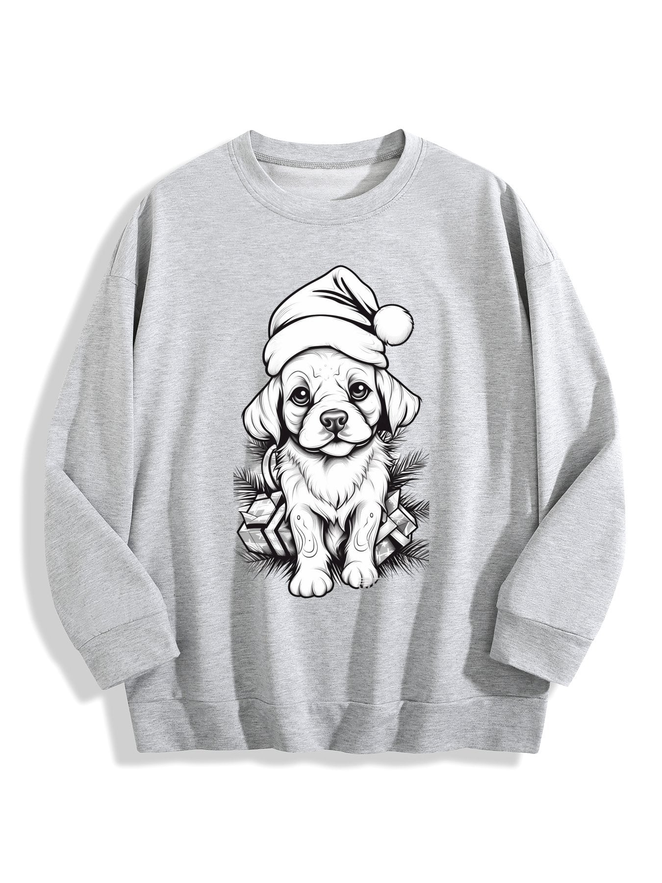 Customizable Christmas-themed long-sleeved shirt with a minimalist puppy design