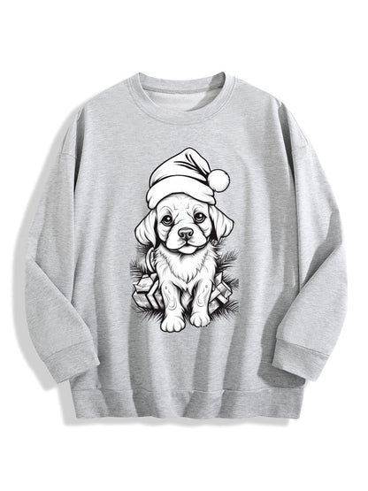 Customizable Christmas-themed long-sleeved shirt with a minimalist puppy design