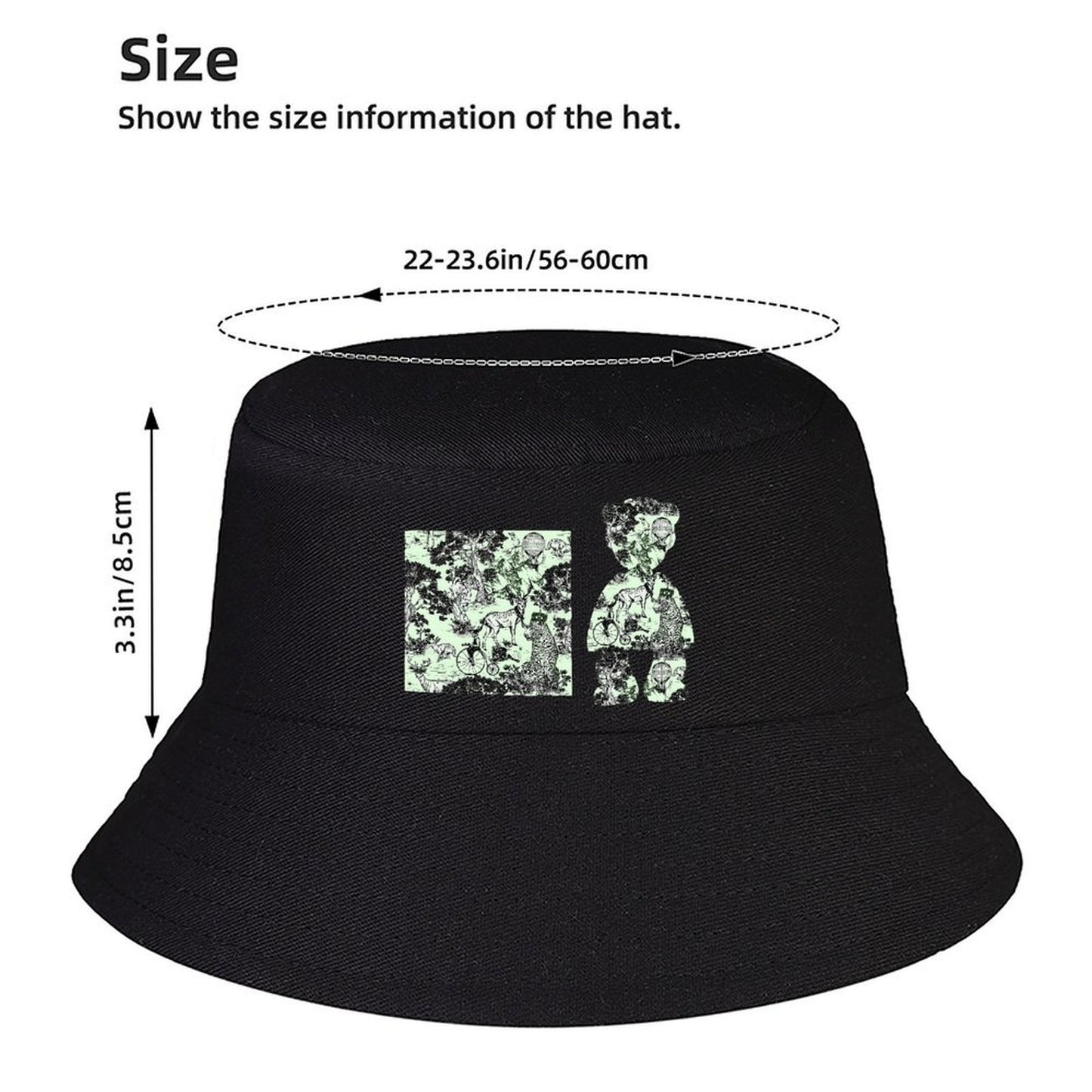 Black Bucket Hat with Statement Print