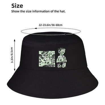 Black Bucket Hat with Statement Print