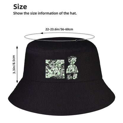 Black Bucket Hat with Statement Print