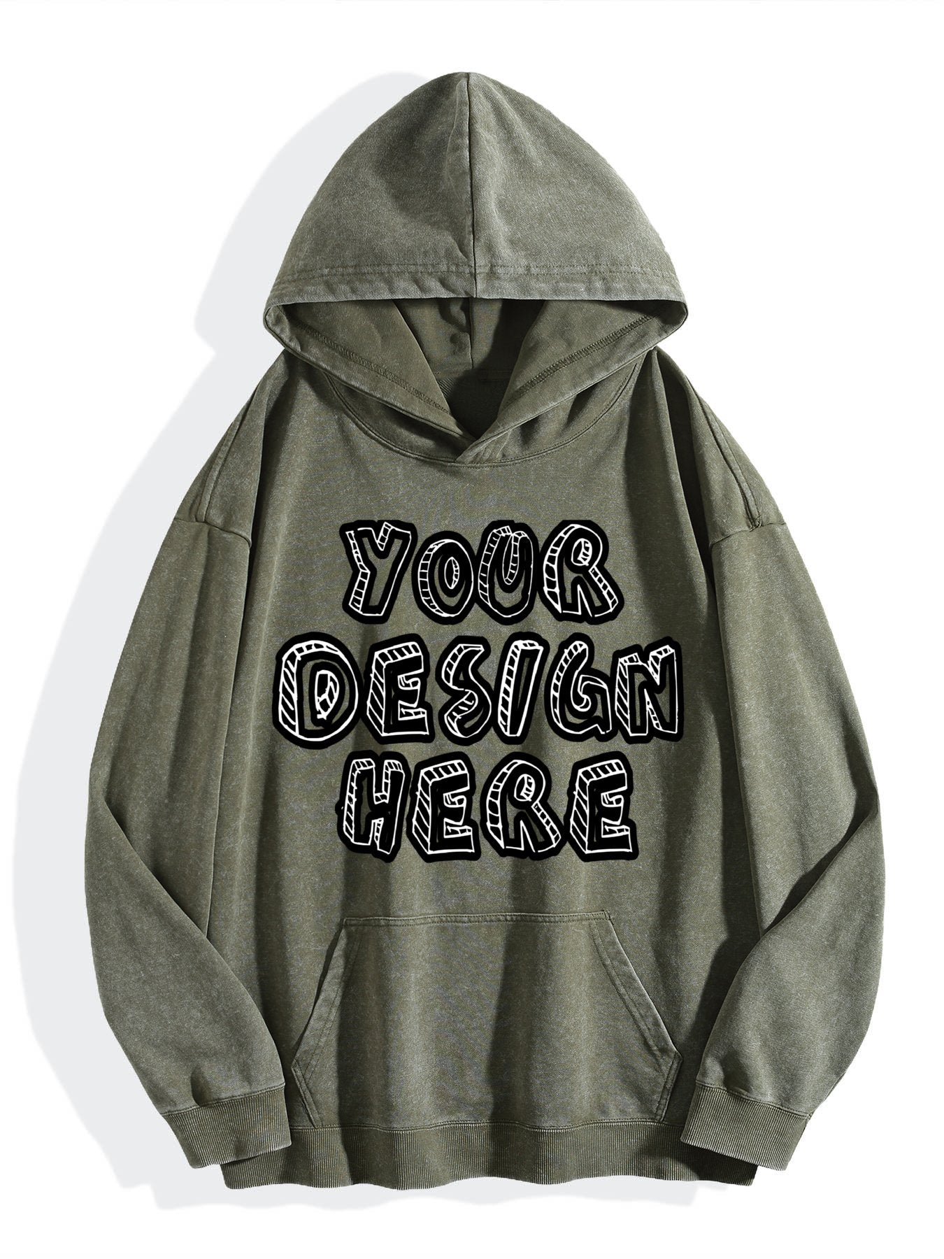 Washed Vintage Hoodie Without Drawstring - Teal