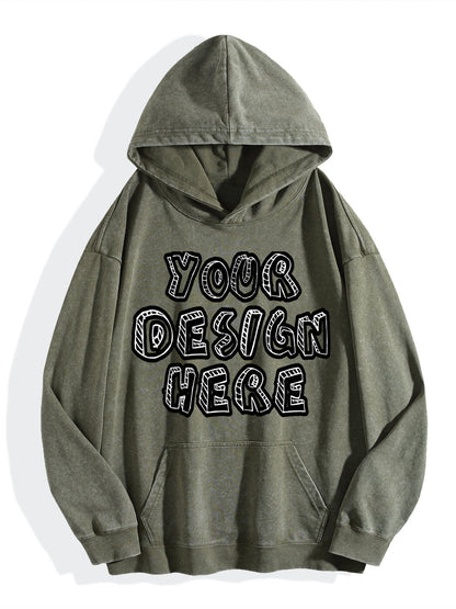 Washed Vintage Hoodie Without Drawstring - Teal