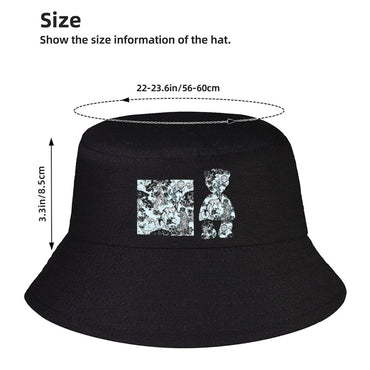 Black Bucket Hat with Modern Print Design