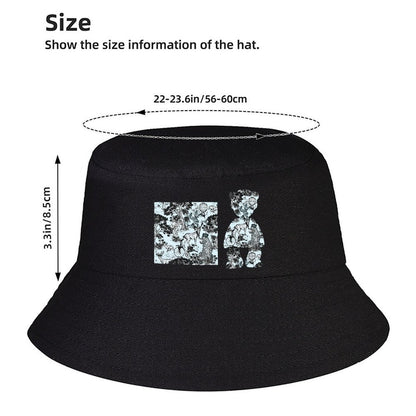 Black Bucket Hat with Modern Print Design