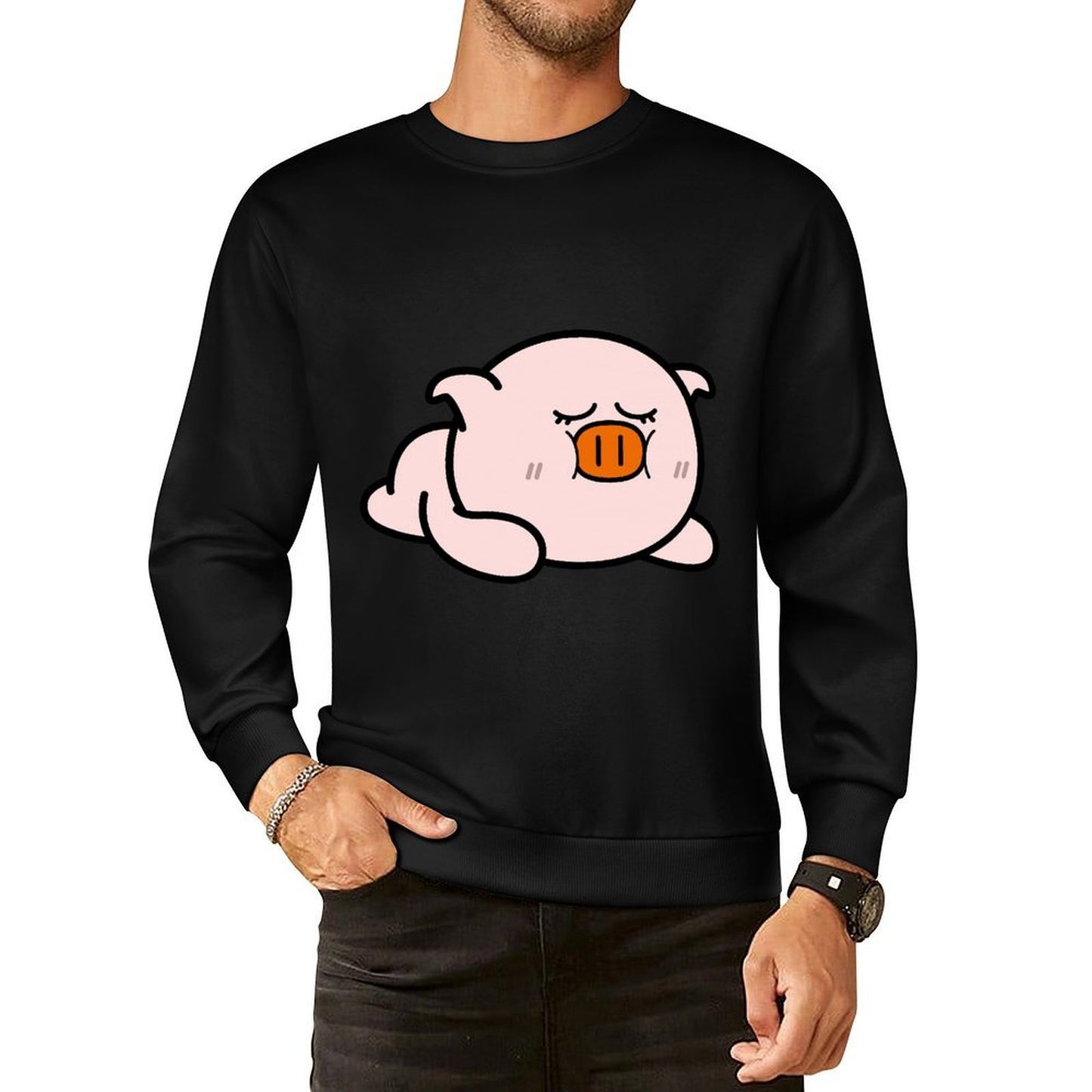 Front Patterned Long Sleeve TopTear-Resistant Colorfast