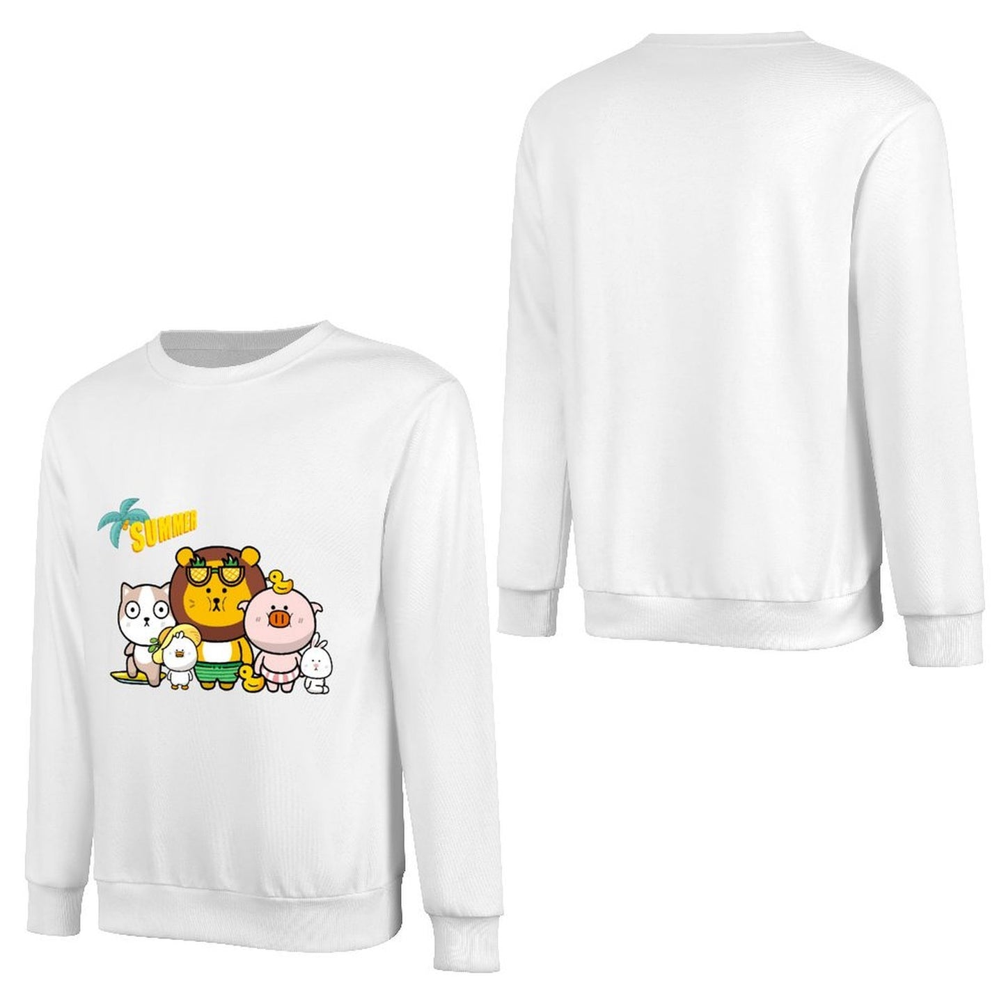 Front Patterned Long Sleeve Top Minimal Crewneck