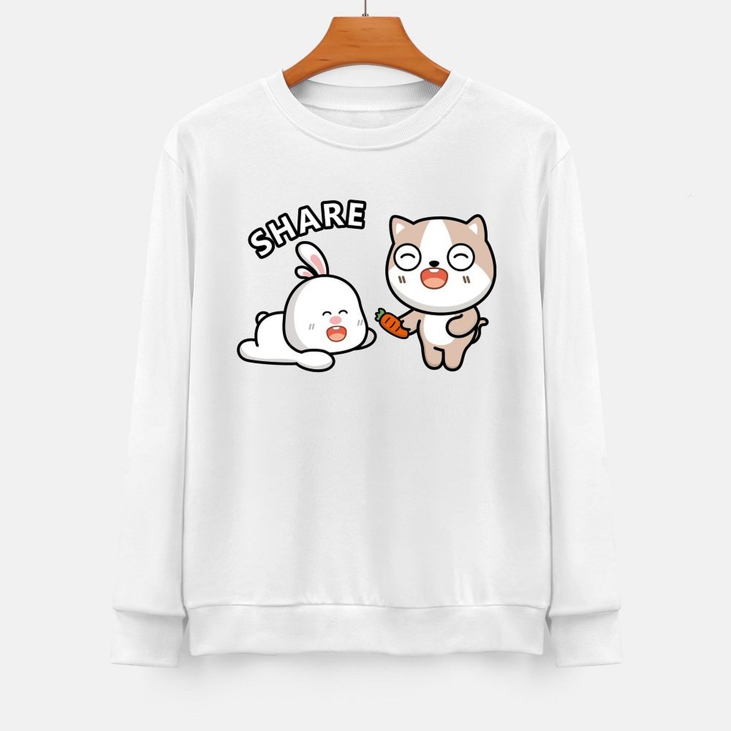 Front Patterned Long Sleeve TopFade-Proof Heat-Transfer