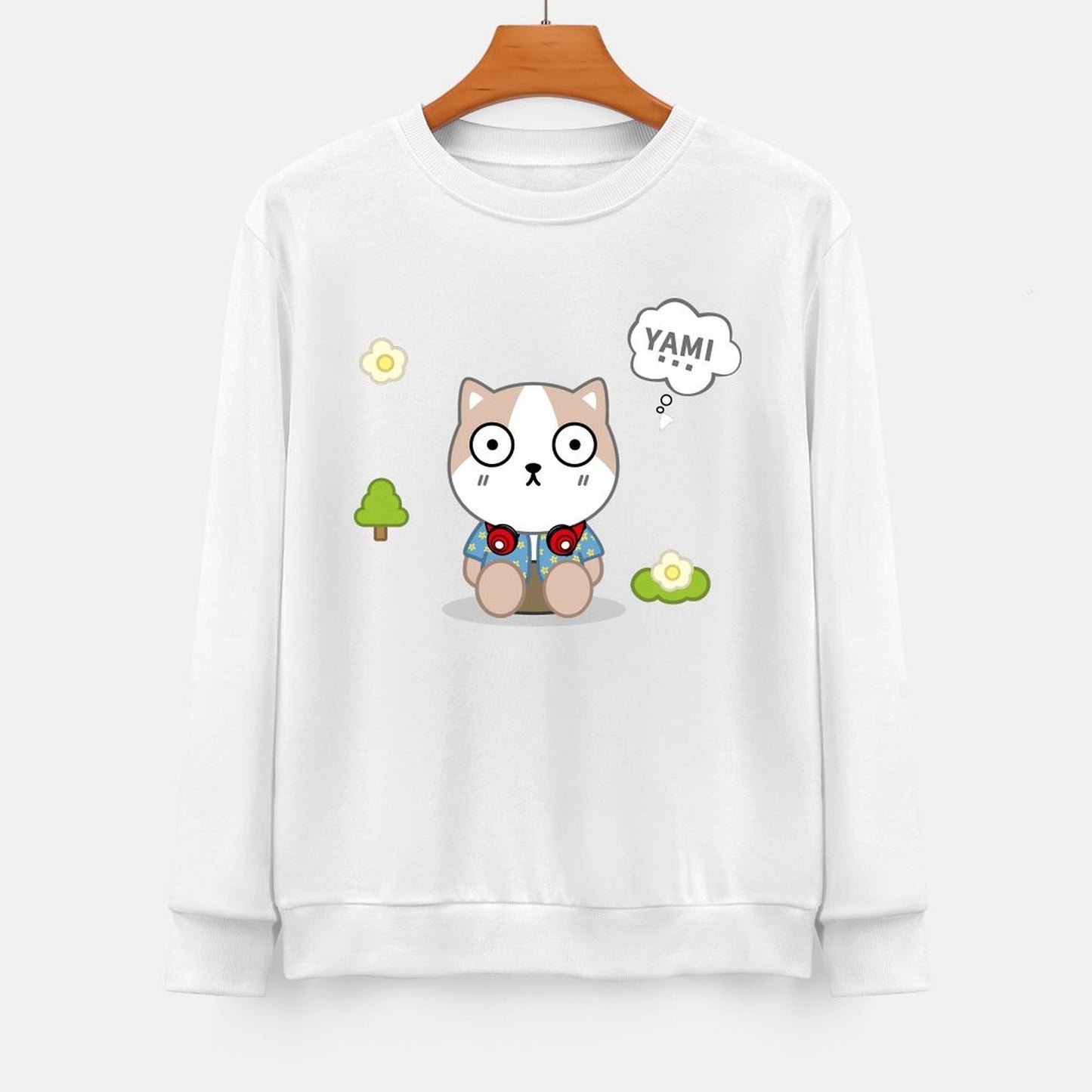 Front Patterned Long Sleeve TopCrewneck BasicSeries