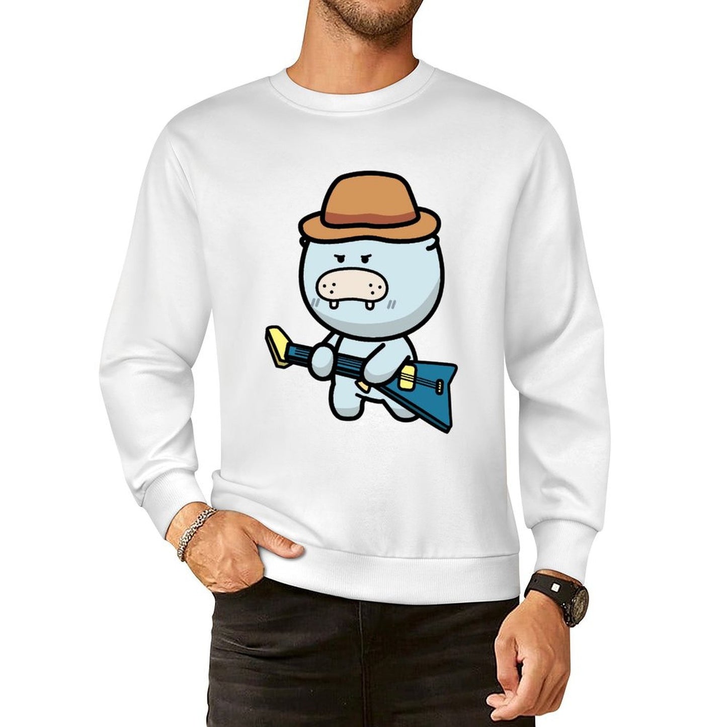 Front Patterned Long Sleeve TopPrinting Sharp