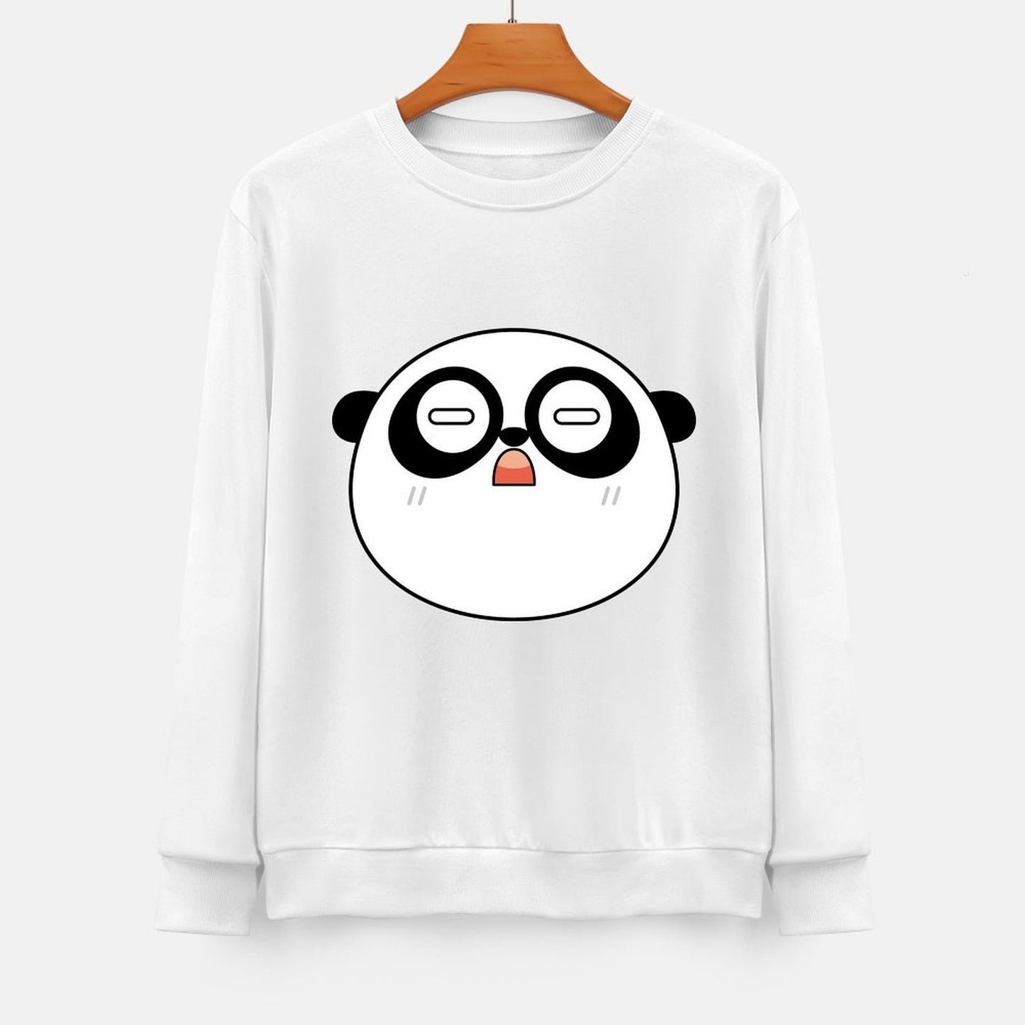 Front Patterned Long Sleeve TopSharp Crewneck