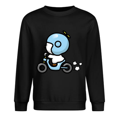 Front Patterned Long Sleeve TopUnisex Crew Neck
