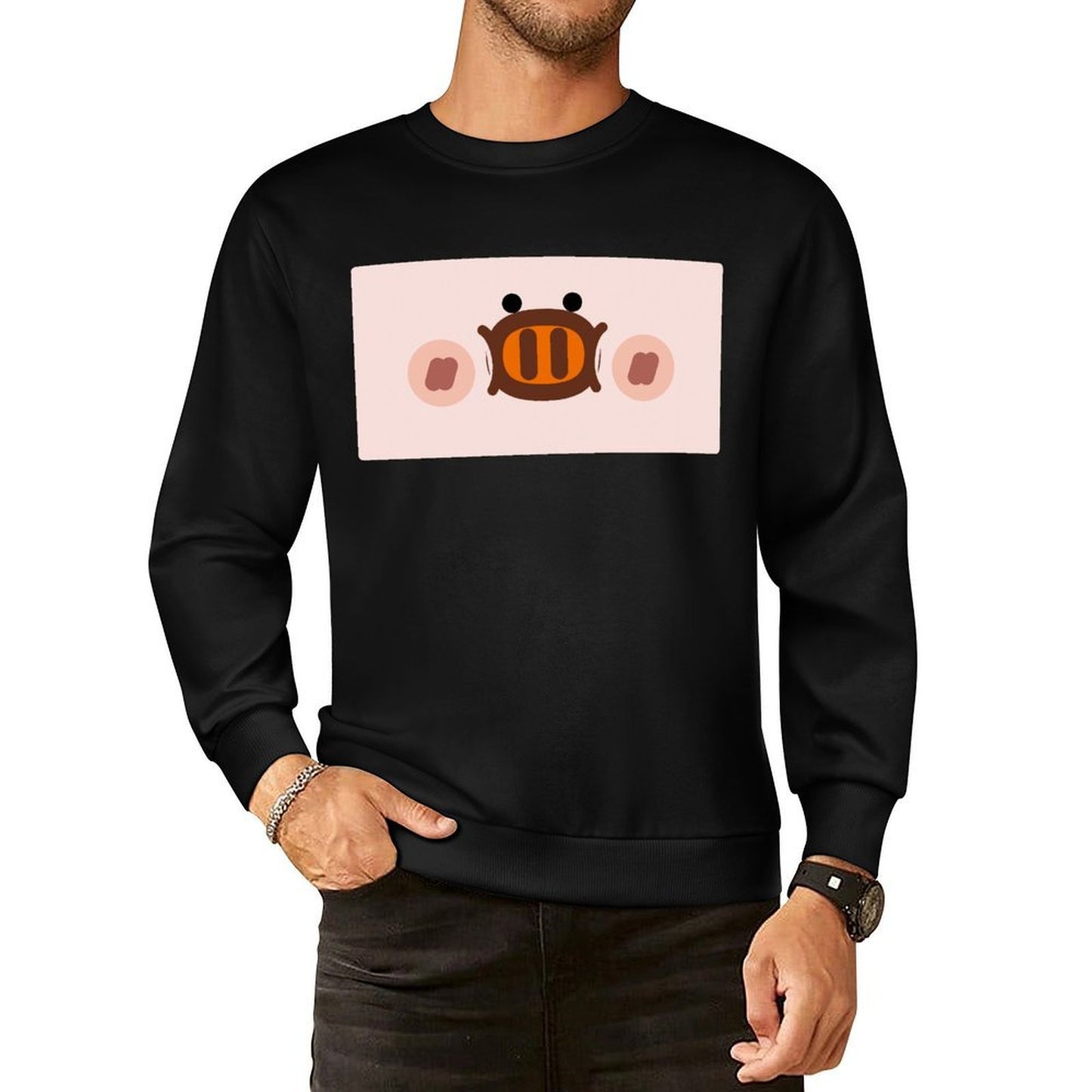 Front Patterned Long Sleeve TopShrink-Resistant Fresh